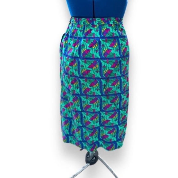 Vintage Doncaster Green Floral Print Pleated Midi Skirt Women’s Size 14 Retro - Picture 2 of 16